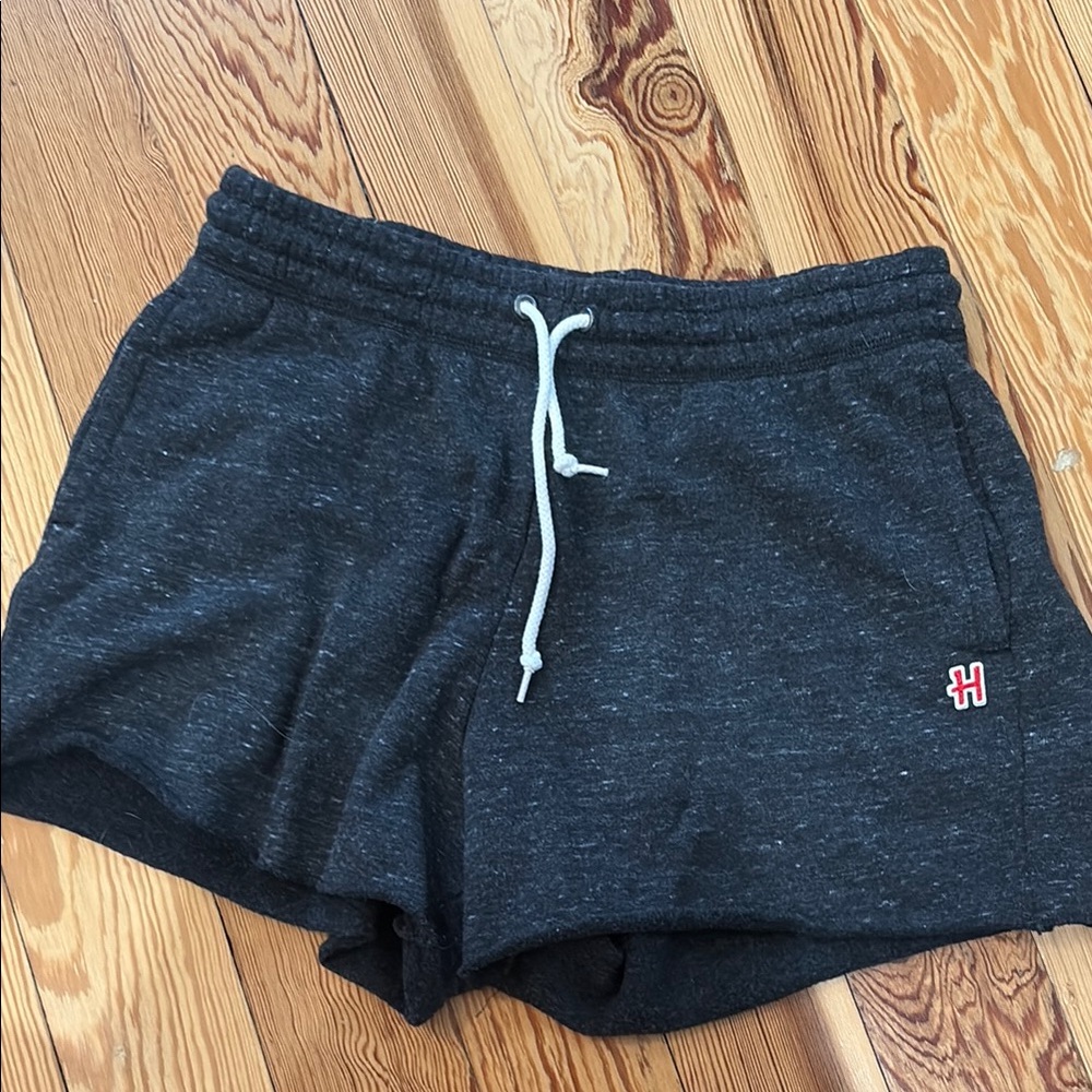 HOMAGE Dark Gray Heather Athletic Shorts with White Drawstring